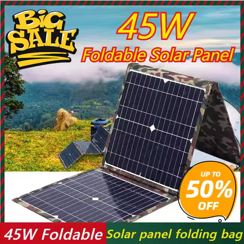 45W Portable Polysilicon Solar Panel Charger USB 5V DC Foldable Solar Panel For Phone Charge Power B