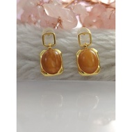 Earing Silver Amber Beewax / Anting Silver Amber Beewax dengan design menarik