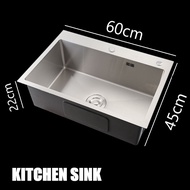 COD LTK 6045 Stainless Steel 3mm Thickness High Quality Kichen Sink (Silver) 60X45x22cm