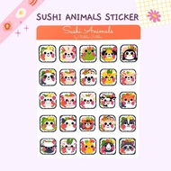 Cute Animal Sushi Sticker, Sushi Sticker, Animal Sticker, Bullet Journal Stickers, BUJO Sticker (1 p