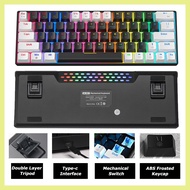 ⇦ ▥ ➾ ZIFRIEND ZA646 60% Hot Swappable Gaming Mechanical Keyboard Blue/Red Switch 63Keys RGB Backli