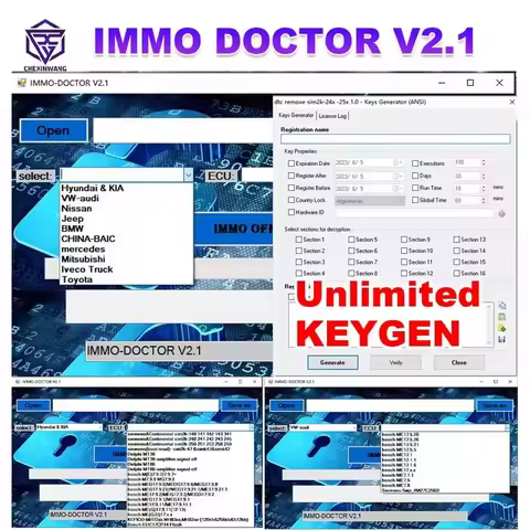 New IMMO DOCTOR V2.1 With Unlimited KEYGEN MULTI BRAND Immo Off Software ECU Chip Tuning for sim2k M
