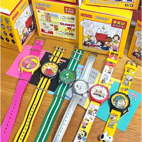 Hot Snoopy & Friends Collectible Mystery Watch Blind Box - Surprise Cartoon Watches Gift Set For Kid