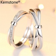 Kemstone สไตล์ที่เรียบง่ายชุบทองคำขาวแฟชั่นโบว์โบว์ interwoven แหวนปรับสำหรับคู่รัก