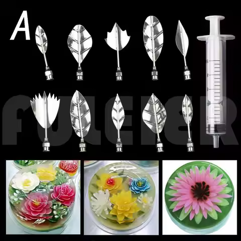 11pcs/set 3D Jelly Flower Art Tools Jelly Cake Gelatin Pudding Nozzle set Syringe jelly mold Cake De