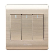 3 GANG 2-WAY GOLD ARCHITECH TRIPLE HOTEL SWITCH