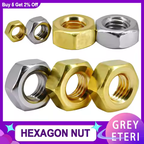 304Stainless Steel/Solid Brass Copper Hexagon NutM1M1.2M1.6M2M2.5M2.6M3M3.5M4M5M6M8M10M12M14M16M18M2