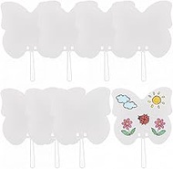 SOFPLATE 30 Sets Blank Paper Hand Fans Butterfly Paper Fans Unfinished White Church Handheld 10.3 x