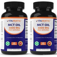 Vitamatic 2 Packs MCT Oil Capsules 3000 mg per Serving - 180 Softgels - from Coconut Oil - Contains 