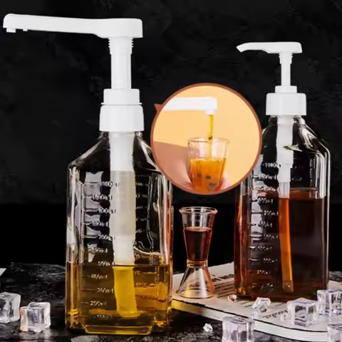 Home 1600ml Liquid Dispenser With Scale Coffee Syrup Bee Drip Bottle With Hydraulic Pump Nozzle Head