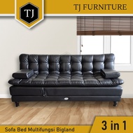 Sofabed Bigland 3 in 1 Sofa Bed Minimalis Multifungsi Sofa Tamu Kulit