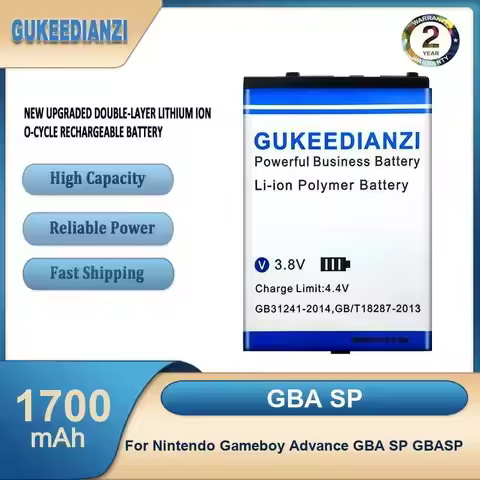 GBA SP 1700mAh High Capacity Handheld Game Console Battery For Nintendo Gameboy Advance GBA SP GBASP