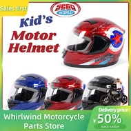 Akses motor ❈Helmet Motorcycle for Children Full Face Safety Helmet Protector For Kids With Cartoon Design Helmet Captain America✪