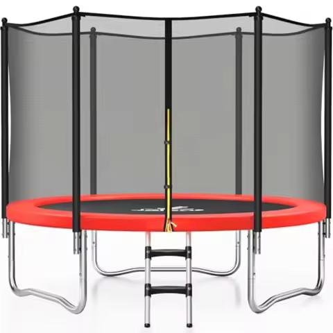 Outdoor Trampoline 8FT 10FT 12FT 14FT 15FT with Enclosure Net and Ladder Recreational Anti-Rust Stee