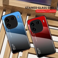 iQOO 12 5G iQOO12 Luxury Gradient Glass Casing Shockproof Silicone Edge Camera Protection Back Cover