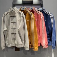 In Stock Adidas Embroidered Logo unisex New Chinese-style Tang Suit Deerskin Velvet Jacket
