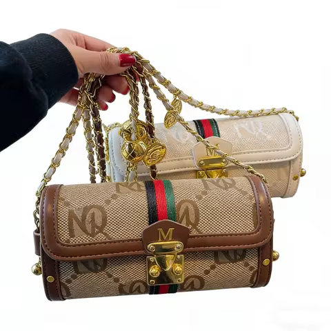 Retro Special Chain Strap Cylinder Bag Women's Bag Versatile Shoulder Crossbody Bag messenger bag