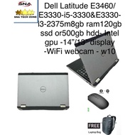 Dell/ E3460/E3330 Intel Corei5-3230u/ i3-2375M 8GB RAM-120ssd/500 GB HDD 14"&12.5" Display, wbcam WI