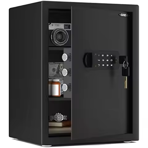 Small Home Safe Box Deluxe Digital Electronic Keypad Lock Safes 1.7 Cuft Cabinet Safes Security Lock