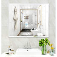Bathroom Mirror Punch-Free Frameless Toilet Bathroom Mirror Bathroom Mirror Wall Hanging  Mirror Cosmetic Mirror