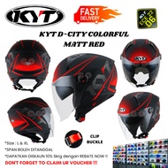 KYT D-CITY COLOURFUL MATTE RED HELMET OPEN FACE DOUBLE VISOR - HELMET STENG KYT D CITY