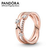 Pandora Sparkling Triple Band Ring เครื่องประดับ แหวน แหวนโรสโกลด์ สีโรสโกลด์ แหวนสีโรสโกลด์ แหวนแพน