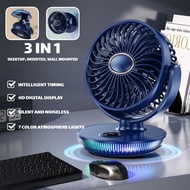 15000mAh Portable Table Fan USB Rechargeable Mini Fan With 7 Colors Night Light