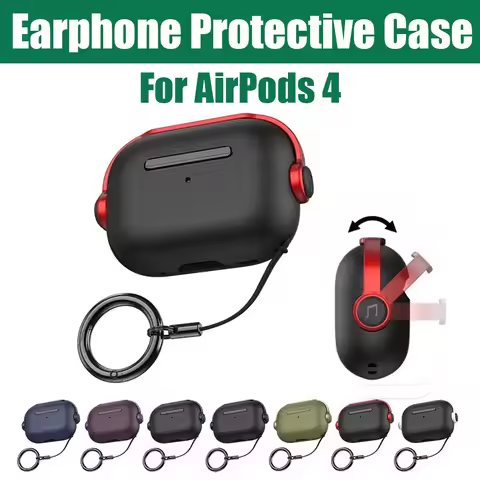 Earphone Protective Case For AirPods 4 Earbuds Case Skin Cover with Lanyard and Phone Stand for Appl