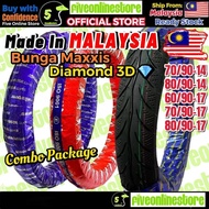Bunga Maxxis Diamond 3D Tyre 14 & 17 Tubeless Tyre Yoshipower Cheetah HLY Tires 60/90 70/90 80/90 Ta