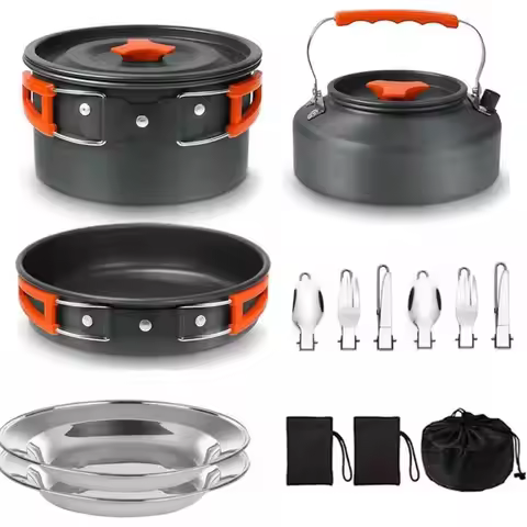 Outdoor 2-3 Person Kettle Set Camping Cookware Outdoor Camping Cookware Portable Combination Cookwar