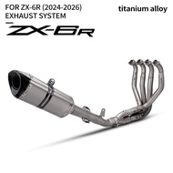 For ZX6R ZX-6R 2024-2026 Motorcycle Full Set Exhaust System Titanium Alloy Front Middle Link Pipe Ca