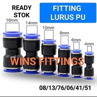 Socket Fitting pneumatic 4mm 6mm 8mm 10mm 12mm Plug Hose to straight hose union connector PU push in