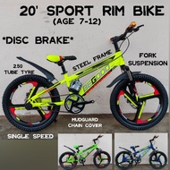VVM: BASIKAL SPORT RIM 20' MTB KIDS BASIKAL BUDAK DISC BRAKE ABSORBER SPORT RIM BESI 20BEGOOD