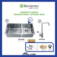 SORENTO 90CM Undermount Kitchen Sink SRTKS7080 SUS304 Material Double Bowl Kitchen Sink Sinki Dapur 