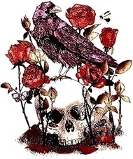 4” Skull Raven Sticker Nevermore Edgar Allen Poe Dark Art Fiction Fantasy Black Decal for Car Bumper