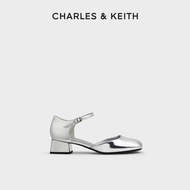 ชาร์ลส์คีธฤดูร้อนใหม่ CK1-61720230 สีเงินเงาส้นหนาเปิดนิ้วเท้าแฟชั่นรองเท้าลำลองรอบนิ้วเท้ากลางส้น