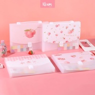 Plastic Folder Folder A4 Peach Document Bag/ Paper Storage Folder File Folder/