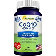 aSquared Nutrition CoQ10 (400mg Kekuatan Maksimum 100 Kapsul Sayuran) Serbuk Cnzyme Q10 Penyerapan P