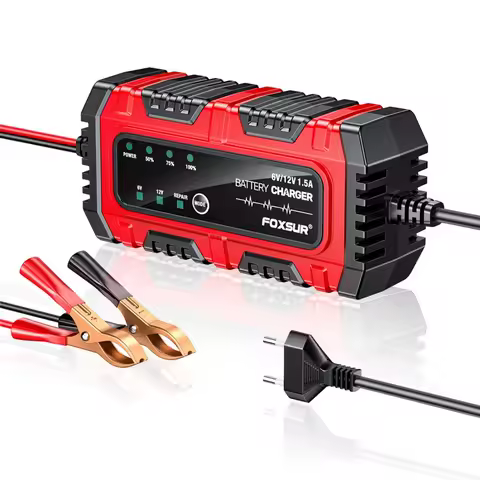 FOXSUR FBC061215E 6V 12V 1.5A 4AH to 30AH Smart Battery Automatic Charger AGM Lead-acid charger Prot