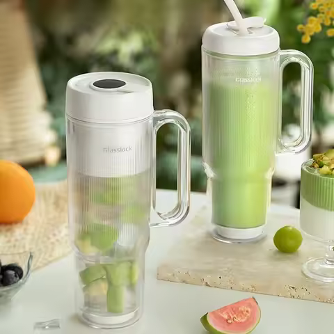 Glasslock Double-Layer Juicer Cup Glass Juice Maker Small Wireless Portable Ice Crushing Juicer