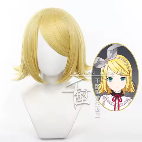 Anime Kagamine Rin Cosplay Wig Party Anime Kagamine Rin Cosplay Wigs Heat Resistant Synthetic Wigs