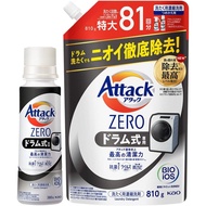 【Japan Direct】Attack ZERO Laundry Detergent Liquid for drum type washing machine. To zero bacteria hiding place accumulation 380g main body + 810g refill
