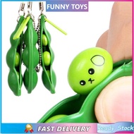 ⭐Ready Stock⭐Creative Extrusion Pea Bean Soybean Edamame Keychain Stress Relieve Toy Gifts Cute Fun Bag Charms Trinket Fidget Squishy Toys