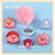 cute Jibbitz Loopy Jibbitz Pink fur ball shoe buckle charm croc cartoon cute hole shoe accessories