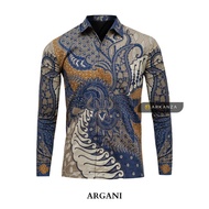 Kemeja Batik Arkanza Pria Cowok Laki Laki Slimfit Motif Argani