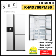 Hitachi R-MX700PMS0 Deluxe 3-Door Side-by-Side Refrigerator 569L (Gift: 1.8L MICOM Rice Cooker - RZ-PMA18Y)
