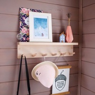 Wooden Peg Rail with Shelf for Kids Room or Hollway, Nursery Wall Clothes Rack