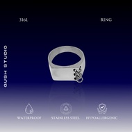 GUSH STUDIO Bobby Ring - (FREE LEATHER POUCH) Simple Statement Ring for Men and Women Unisex Stainle