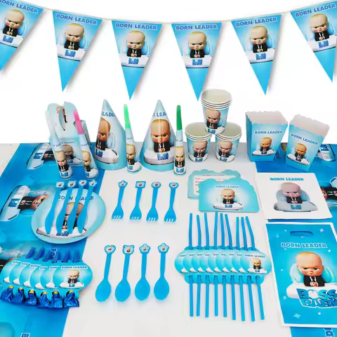 Cartoon Baby Boss Boys Girls Theme Birthday Party Decoration Disposable Tableware Background Balloon