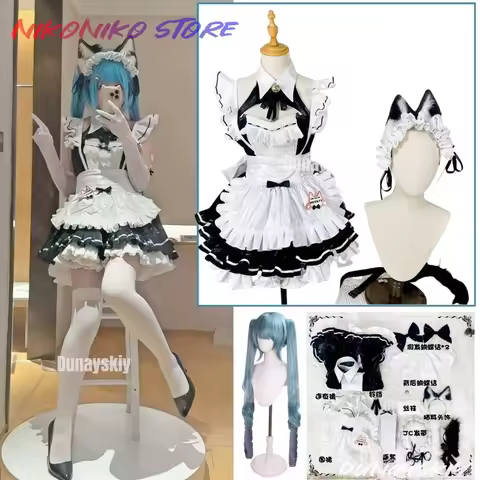 Cosplay Costume Women Privaty Maid Dress Anime Cosplay Privaty Cat Ears Halloween Costumes Black Whi